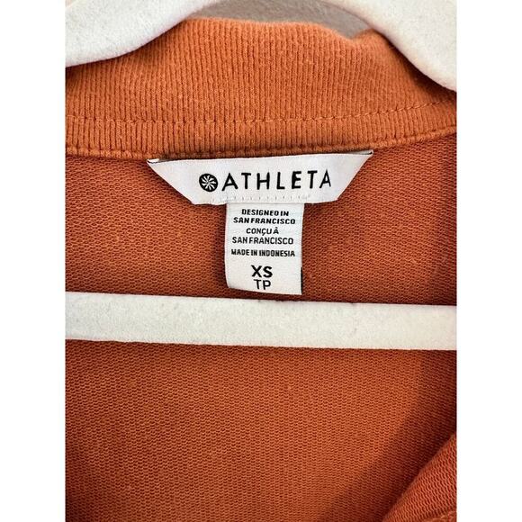 Athleta Preppy Sweatshirt Retroterry Polo Crop Orange Athleisure Relaxed XS - Picture 4 of 9